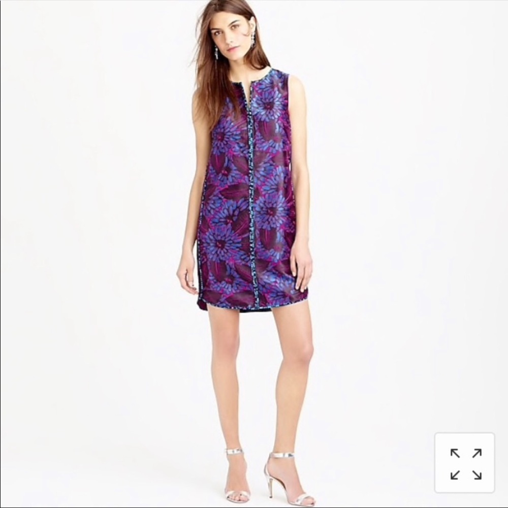 J. Crew Colorful Burst Shimmery Floral Dress